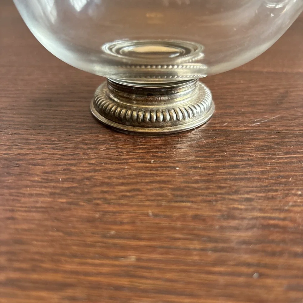 Gravy‎ Boat with Sterling Silver Base Sauce Server Heart Shaped Glass Marked